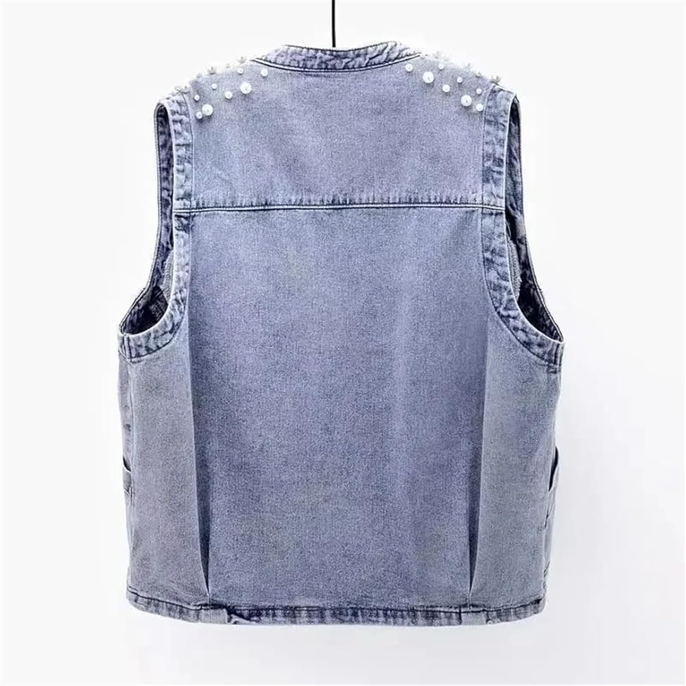 Amazon.com: Pegsmio Women's Beaded Denim Vest Coat Summer